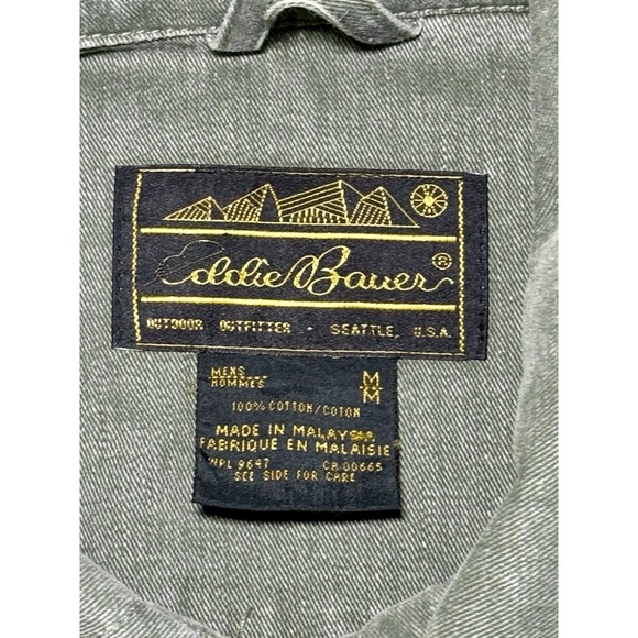 VTG Eddie Bauer Cotton Field Jacket Green Men Medium Chore Barn Utility *see pic - Picture 6 of 11